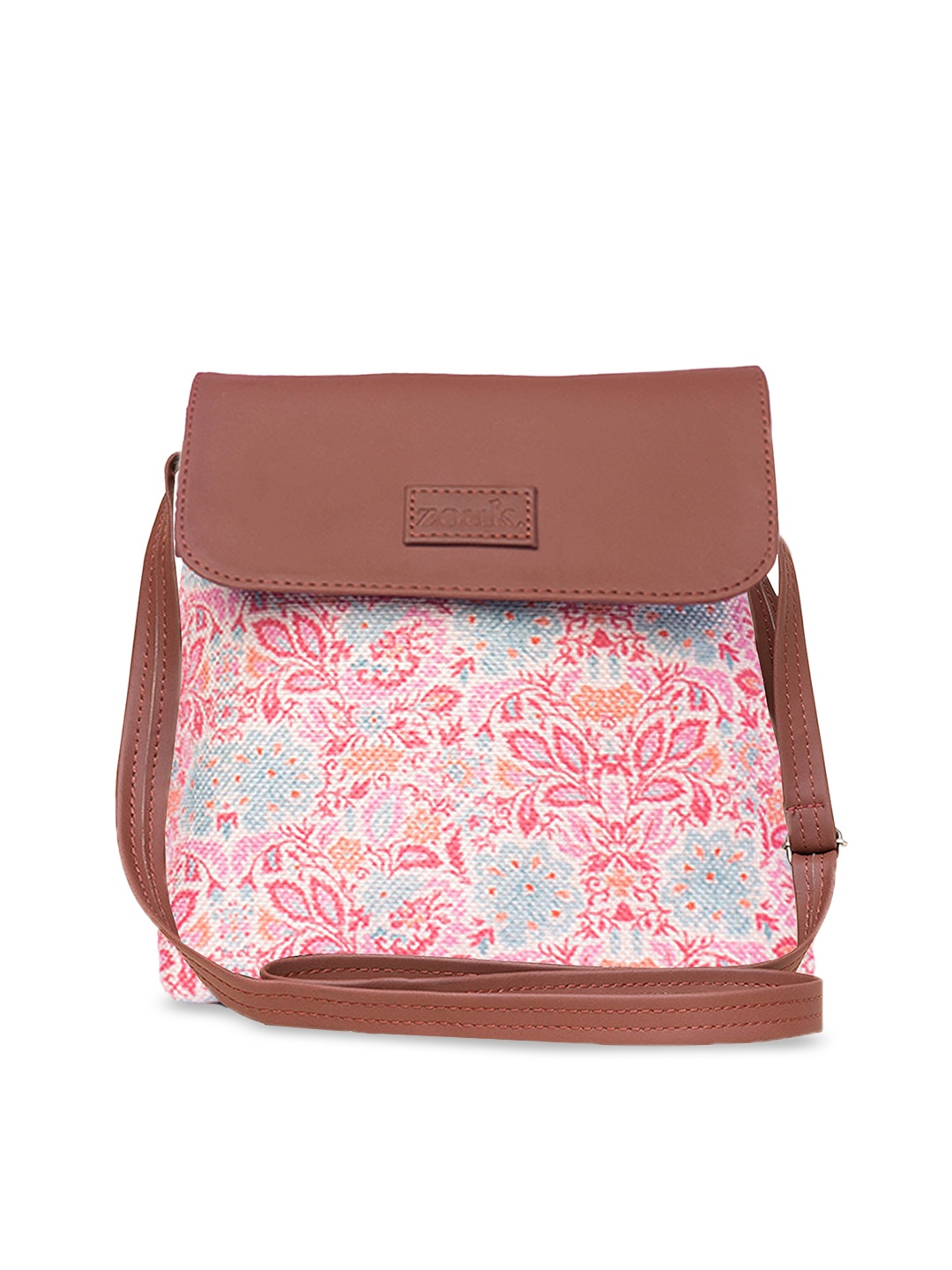 

ZOUK Floral Printed Swagger Sling Bag, Pink