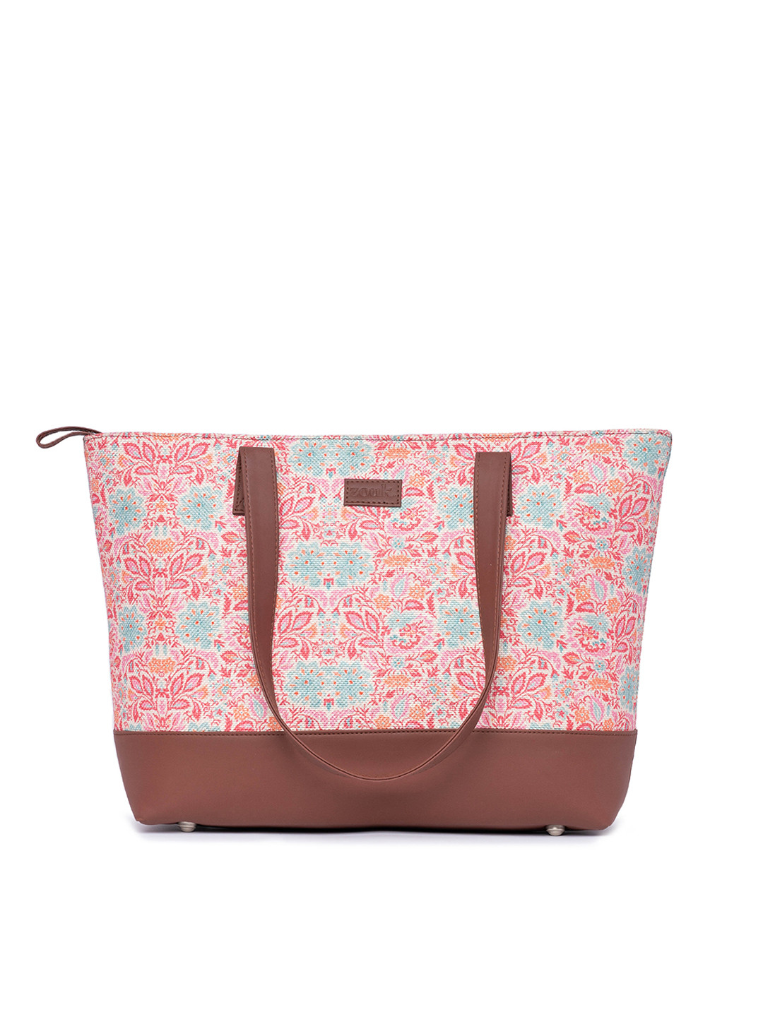 

ZOUK Women Floral Printed Structured Tote Bag, Pink