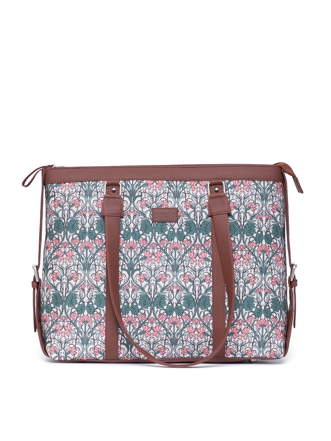 

ZOUK Women Floral Printed Structured Tote Bag, Pink