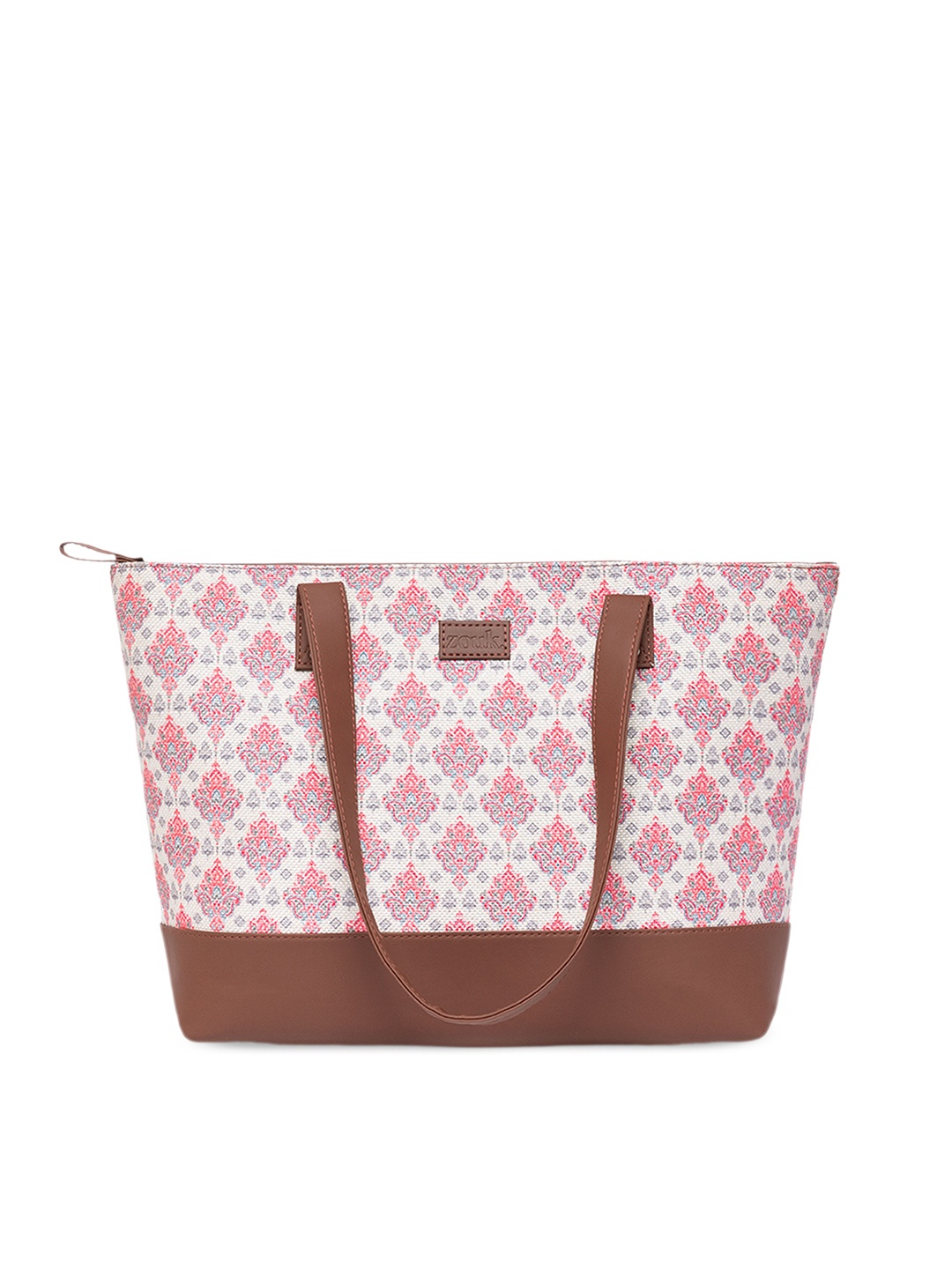 

ZOUK Women Floral Printed Structured Tote Bag, White