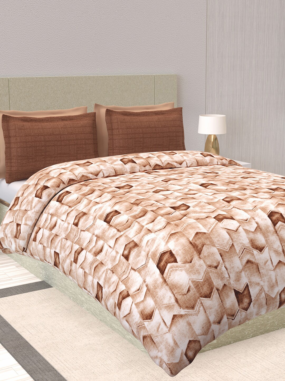 

GM Brown Geometric Printed AC Room 150 GSM Double Bed Comforter