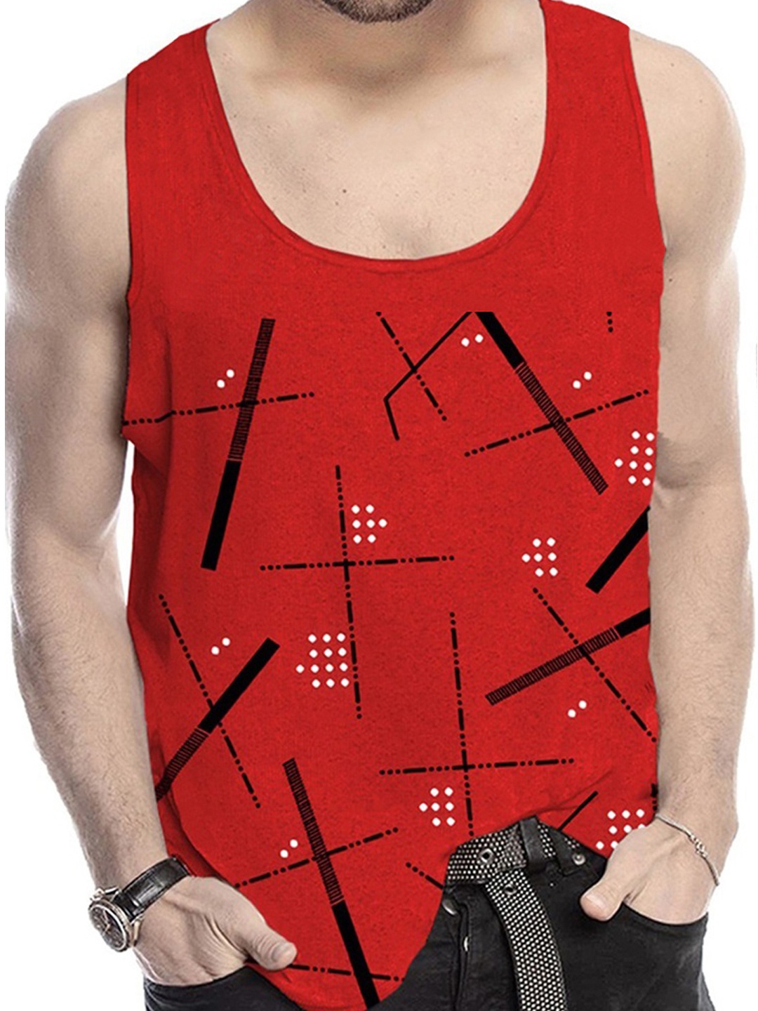 

TRIPR Pack Of 2 Printed Cotton Basic Vests, Red