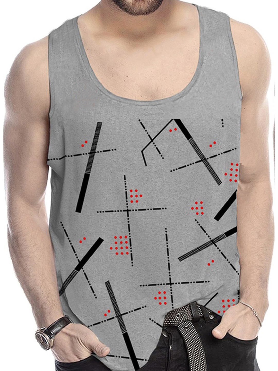 

TRIPR Pack Of 2 Printed Cotton Gym Innerwear Vest, Grey