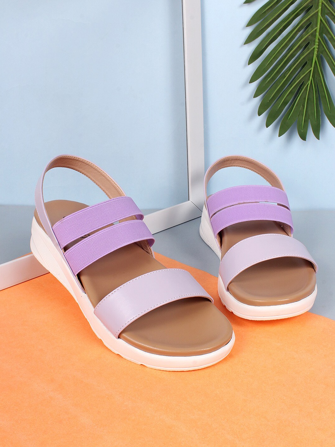 

DressBerry Lavender And White Strappy Air Max Comfort Heels