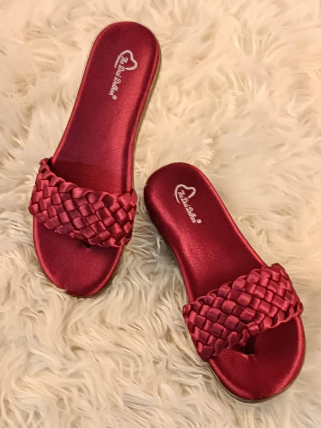 

The Desi Dulhan Women Woven Design Open Toe Flats, Maroon