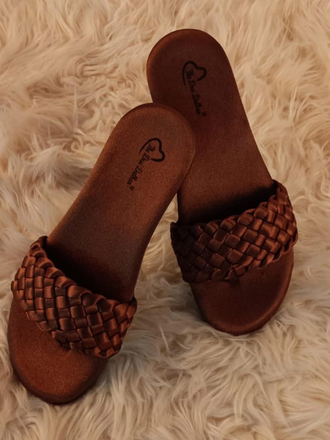 

The Desi Dulhan Women Woven Design Open Toe Flats, Brown