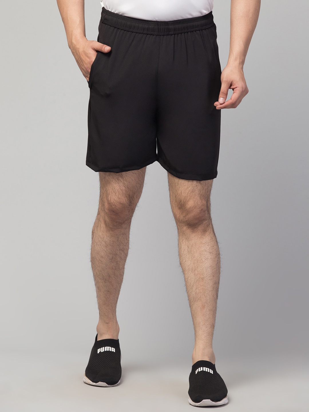 Apraa & Parma Men Mid - Rise E-Dry Technology Gym Shorts, Black