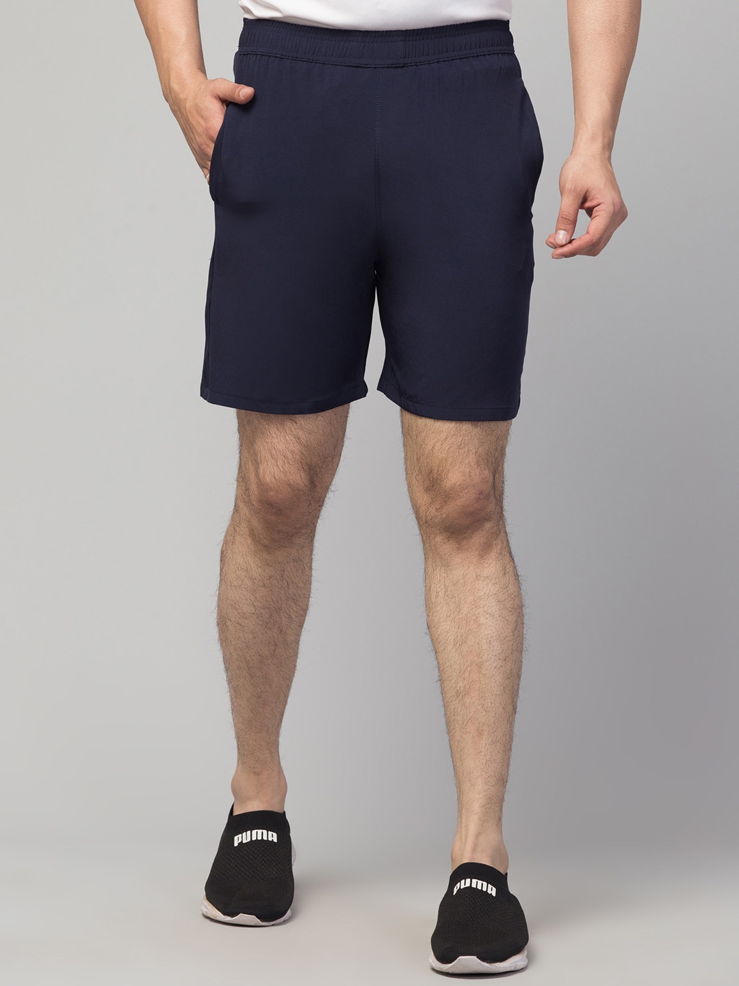 

Apraa & Parma Men e-Dry Technology Mid Rise Knitted Sports Shorts, Navy blue