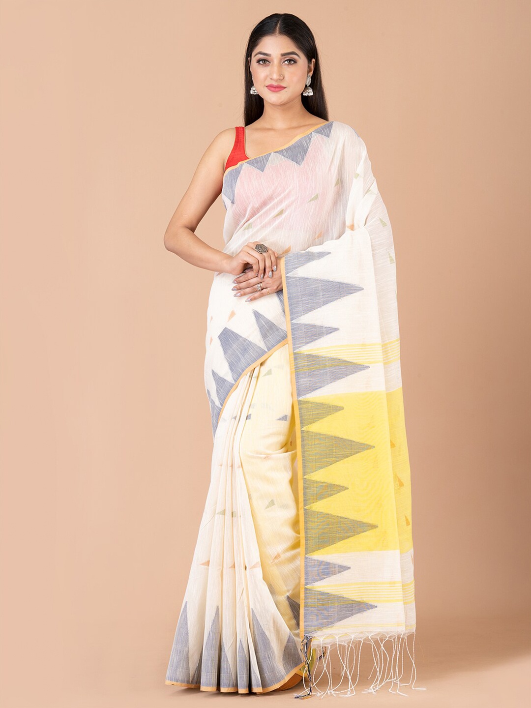 

Laa Calcutta Ethnic Motifs Woven Design Saree, White