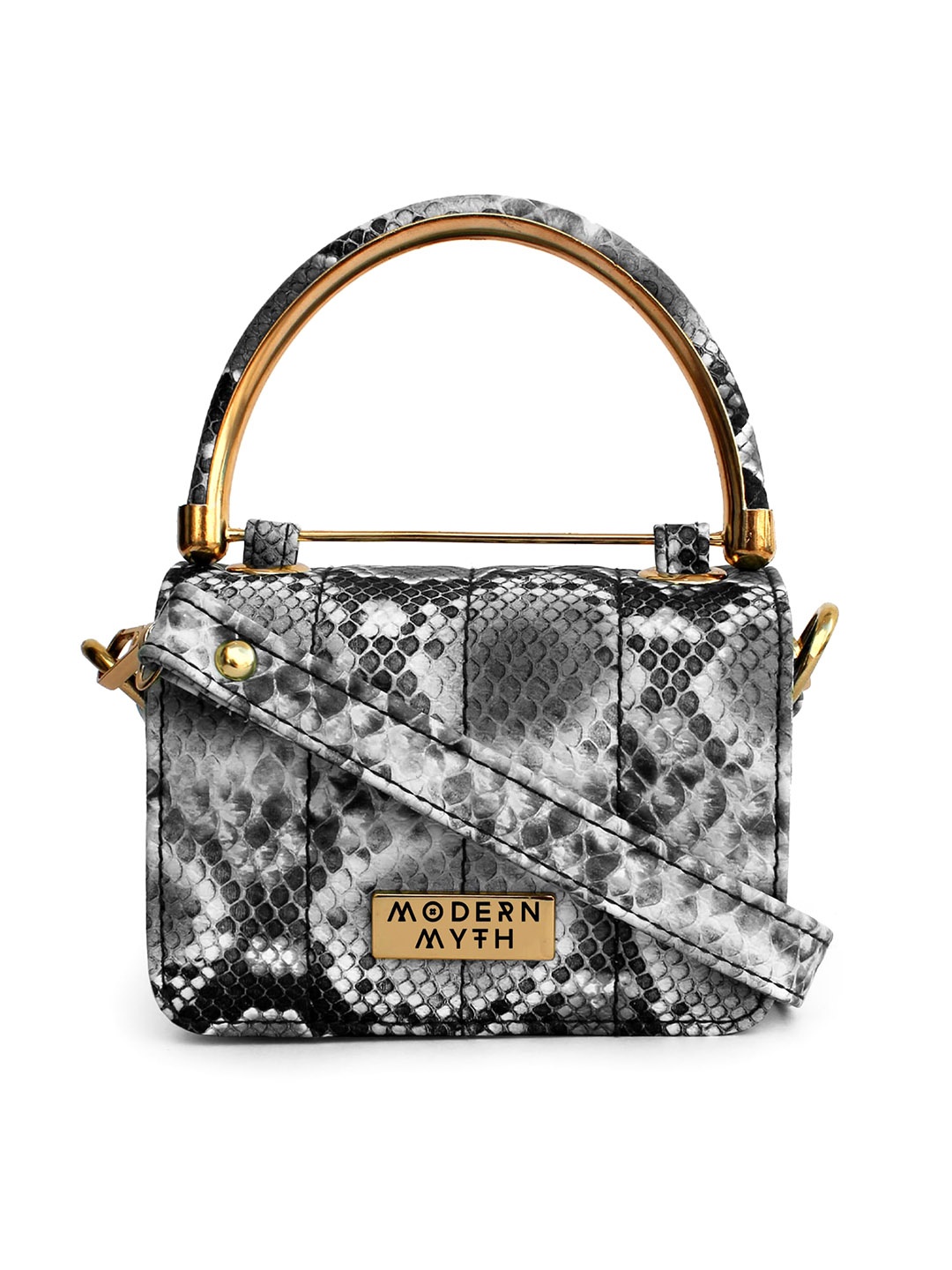 

MODERN MYTH Grey Animal Textured Half Moon Satchel