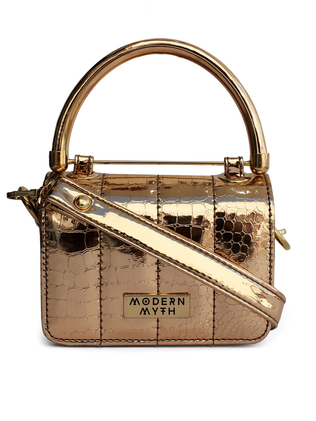 

MODERN MYTH Gold-Toned Textured Bucket Handheld Bag