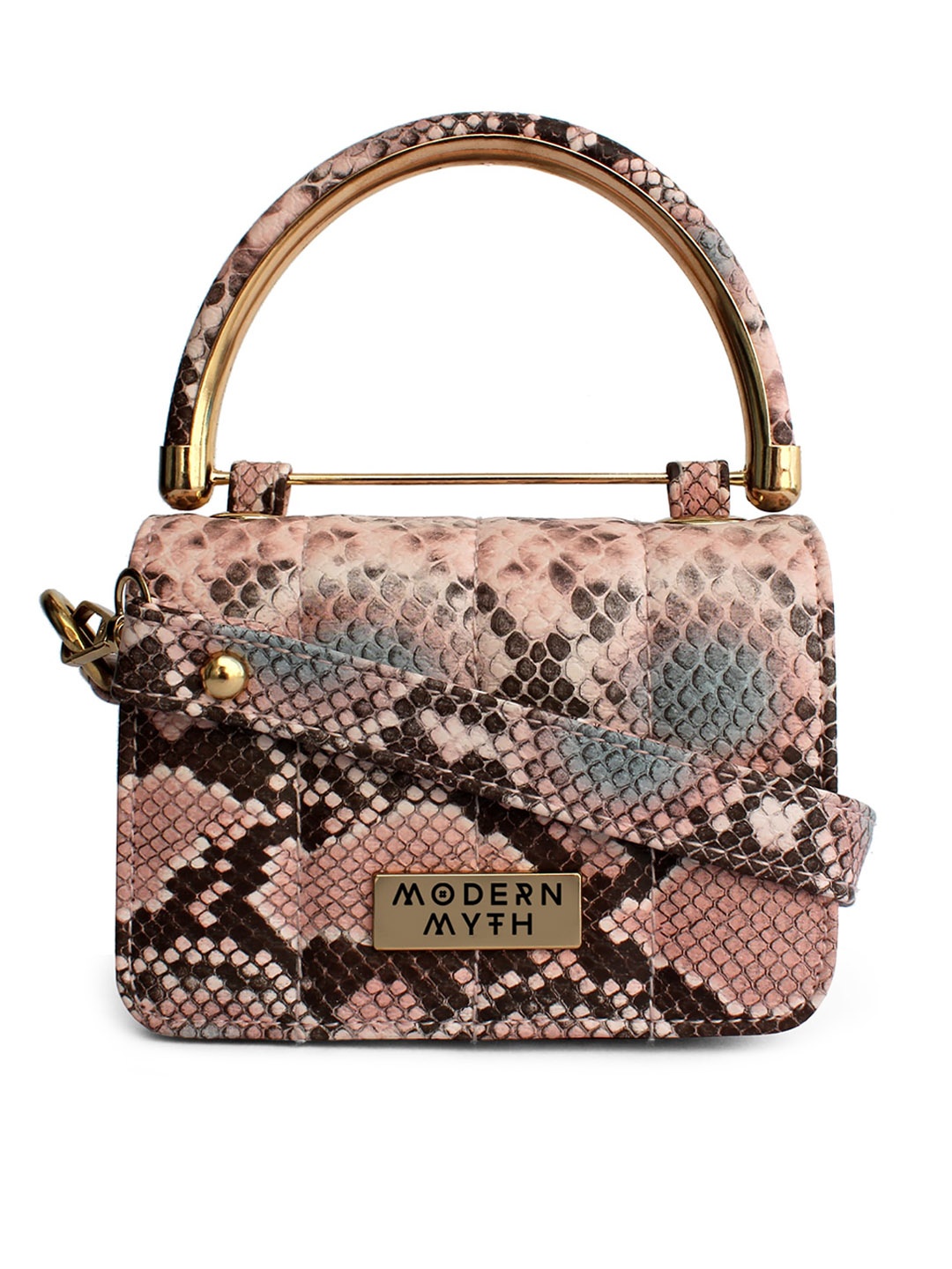 MODERN MYTH Pink Oversized Structured Sling Bag with Fringed