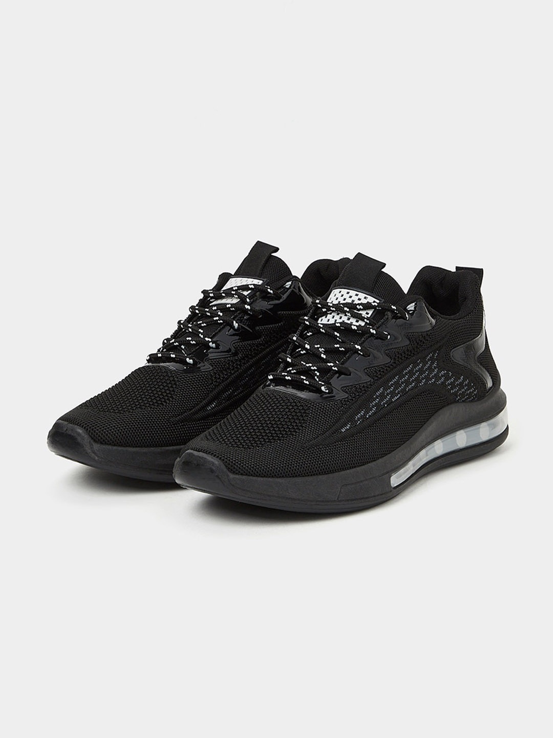 

Styli Men Textured Air Sole Regular Sneakers With Pull Tab, Black