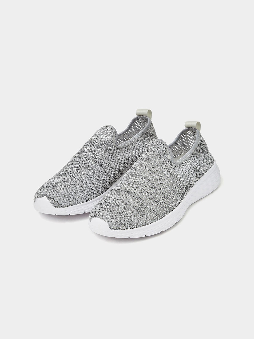 

Styli Men Woven Design Slip-On Sneakers, Grey