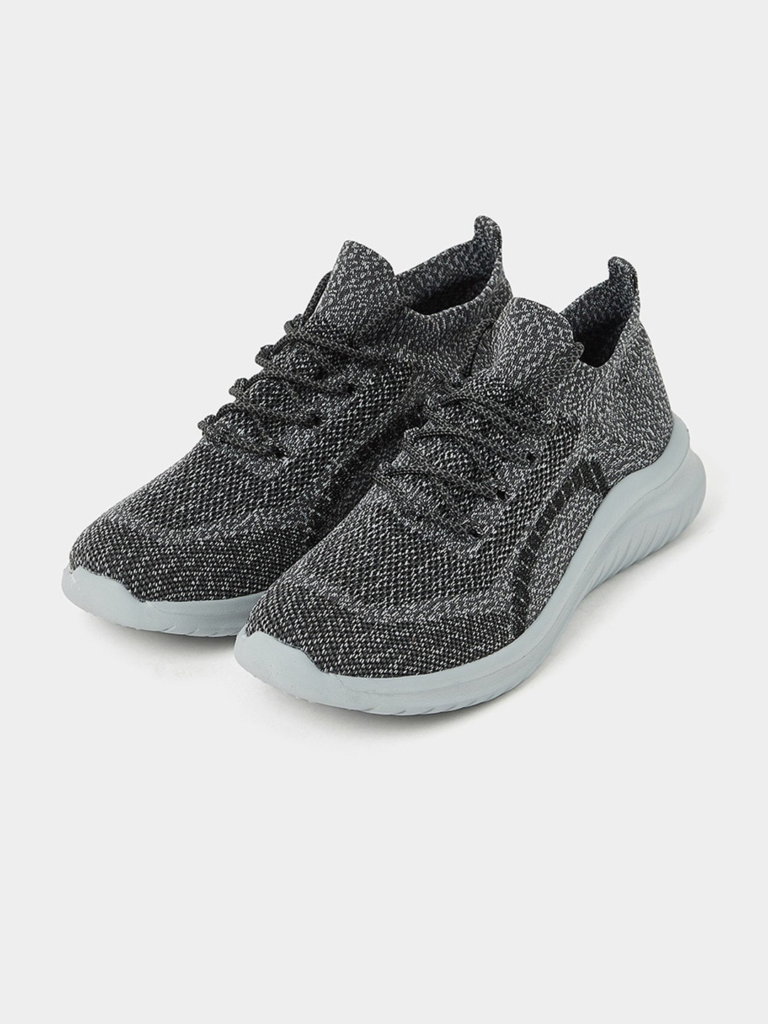 

Styli Men Knitted Upper Lace Up Sneakers, Grey