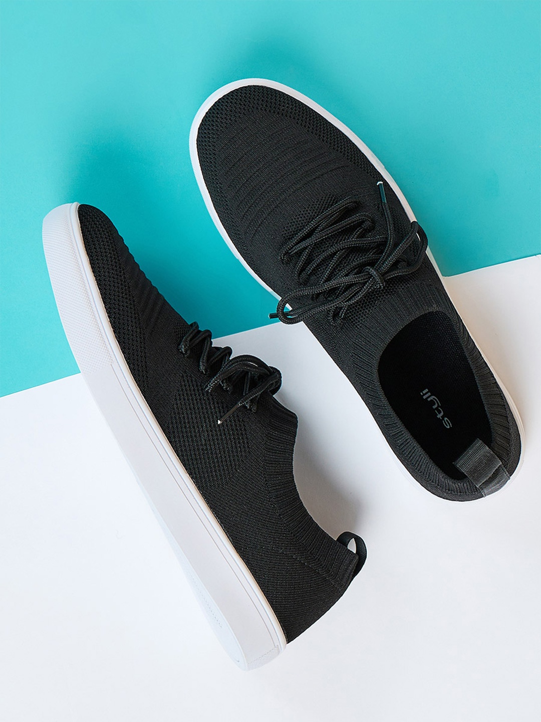 

Styli Men Knit Upper Casual Comfort Sneaker, Black