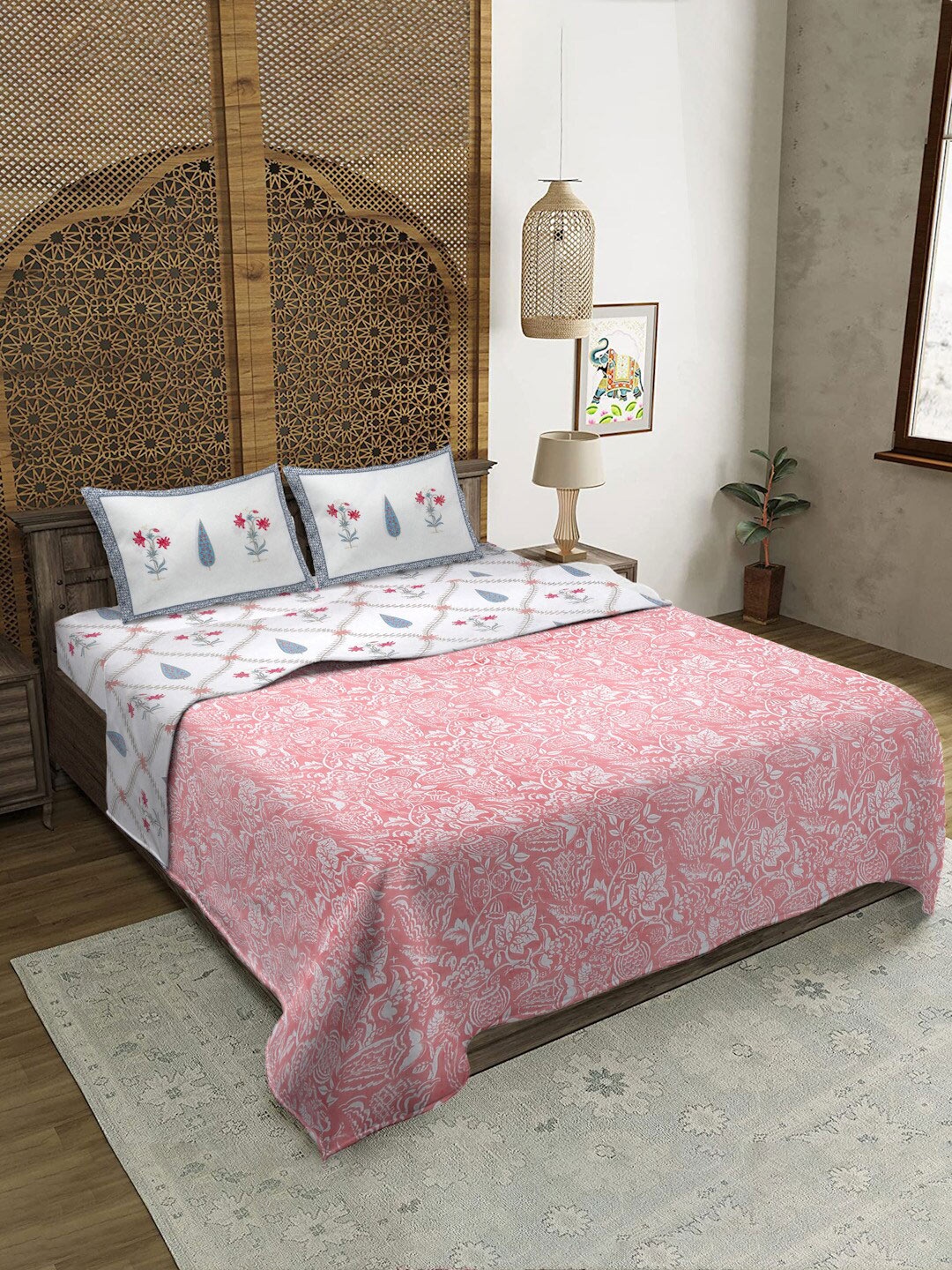 

Rajasthan Decor White Ethnic Motifs AC Room Cotton 120 GSM Double Bed Dohar