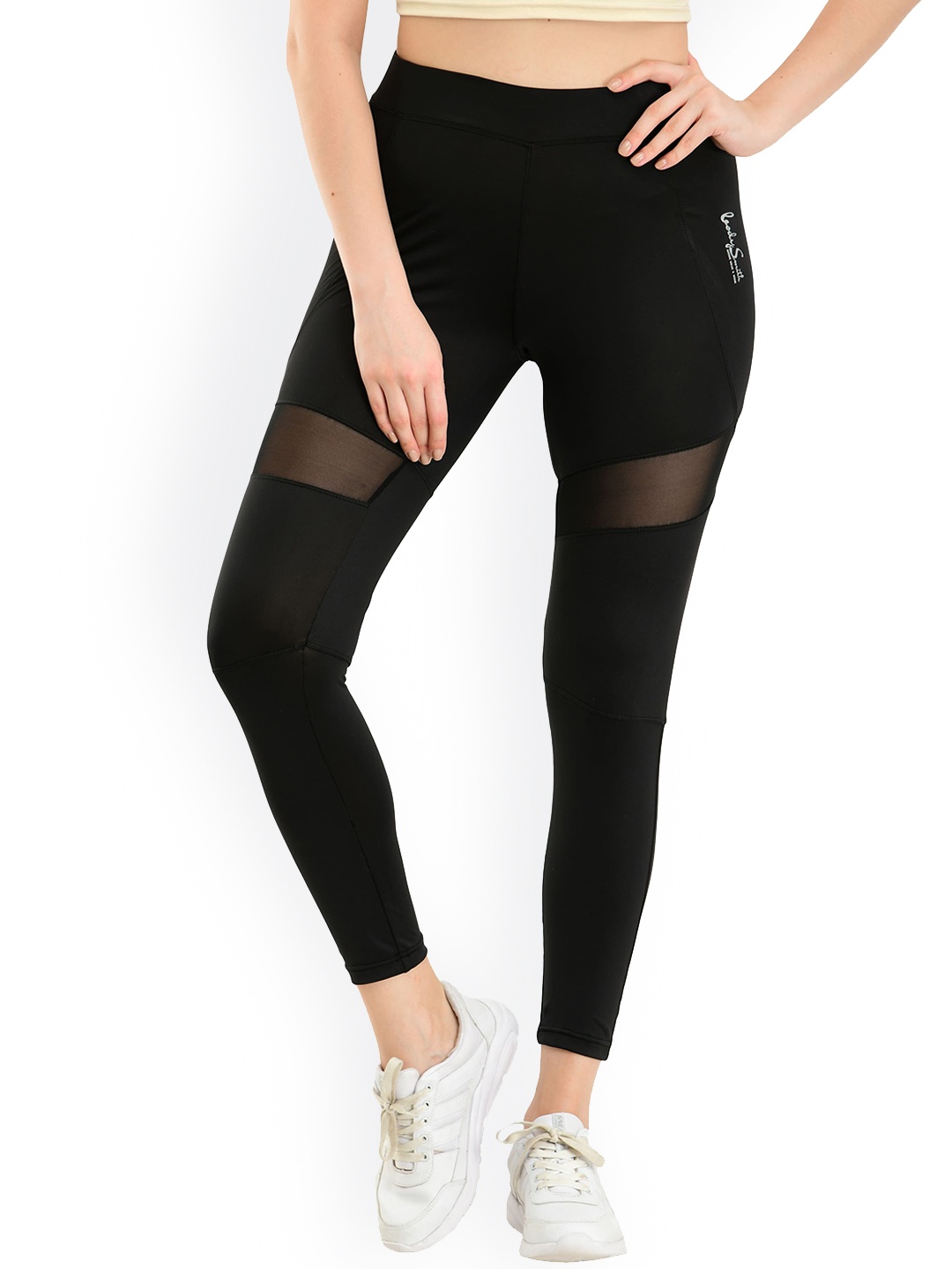 

Body Smith Women Dry-Fit Active Mesh Sports Tights, Black