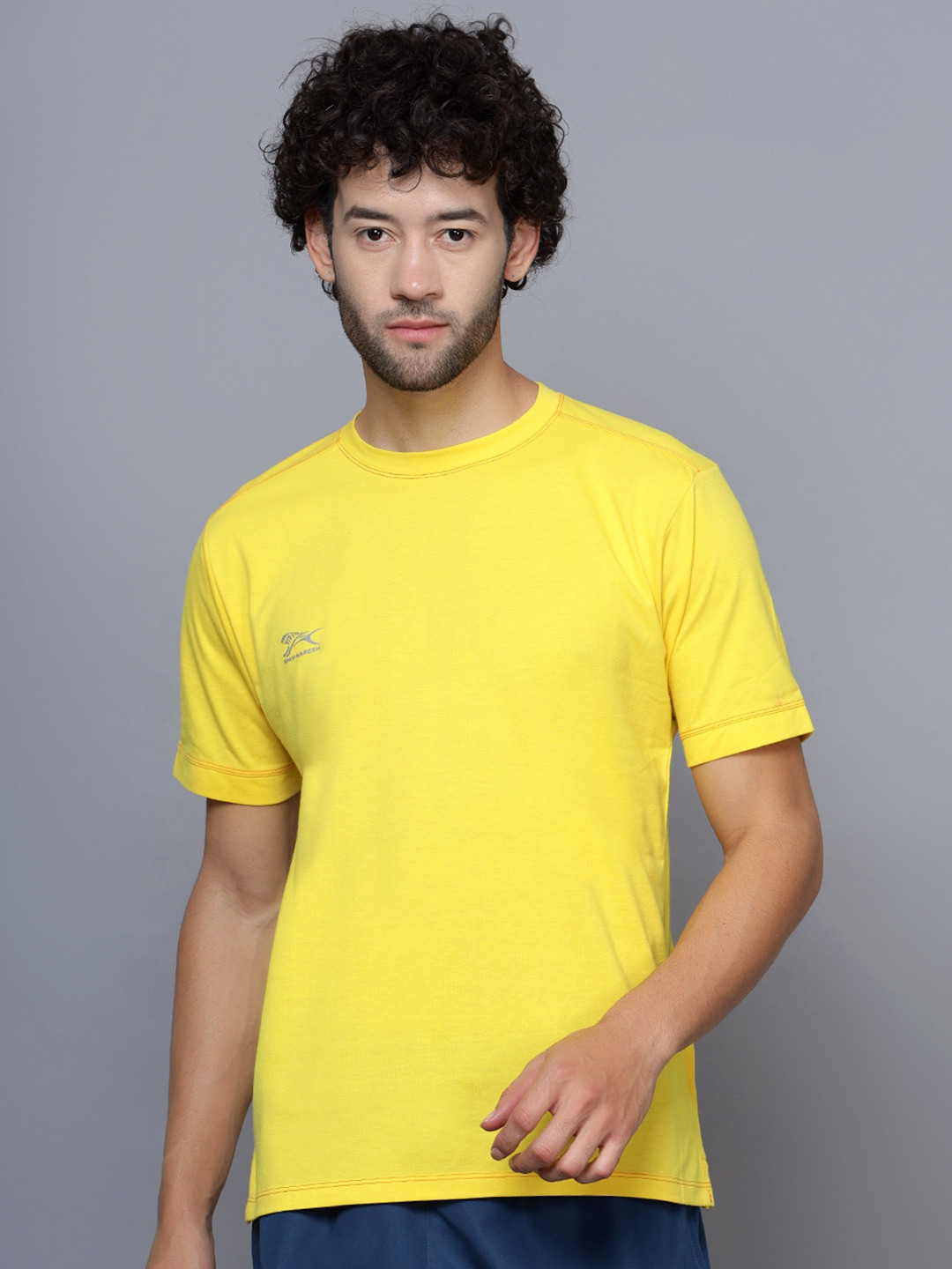 

Shiv Naresh Round Neck 3D Fit Technology Cotton Sports T-Shirt, Yellow