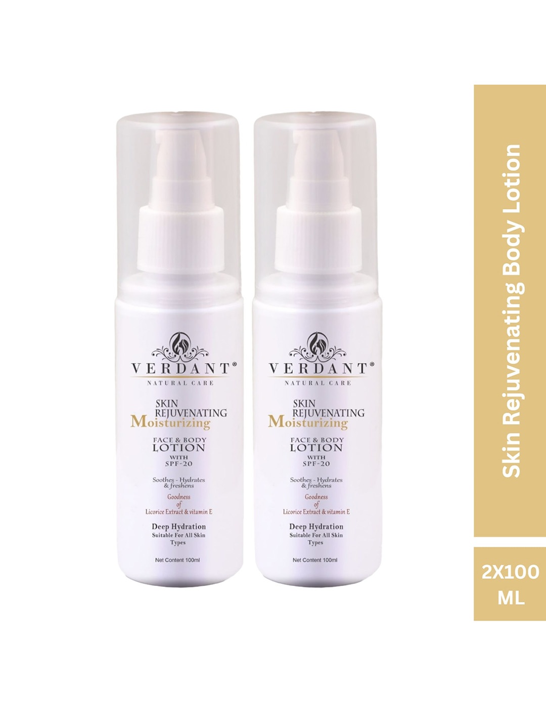 

Verdant Natural Care Set Of 2 Rejuvenating Body Lotion with SPF 20 100ml Each, White