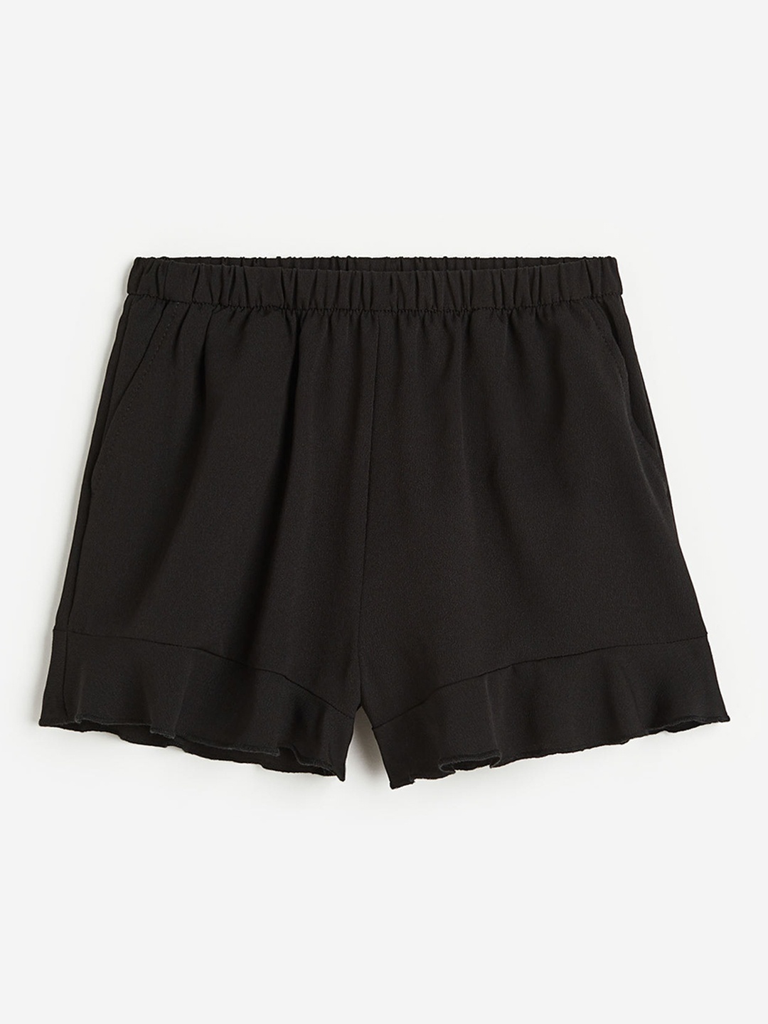 

H&M Girls Flounce-Trimmed Shorts, Black