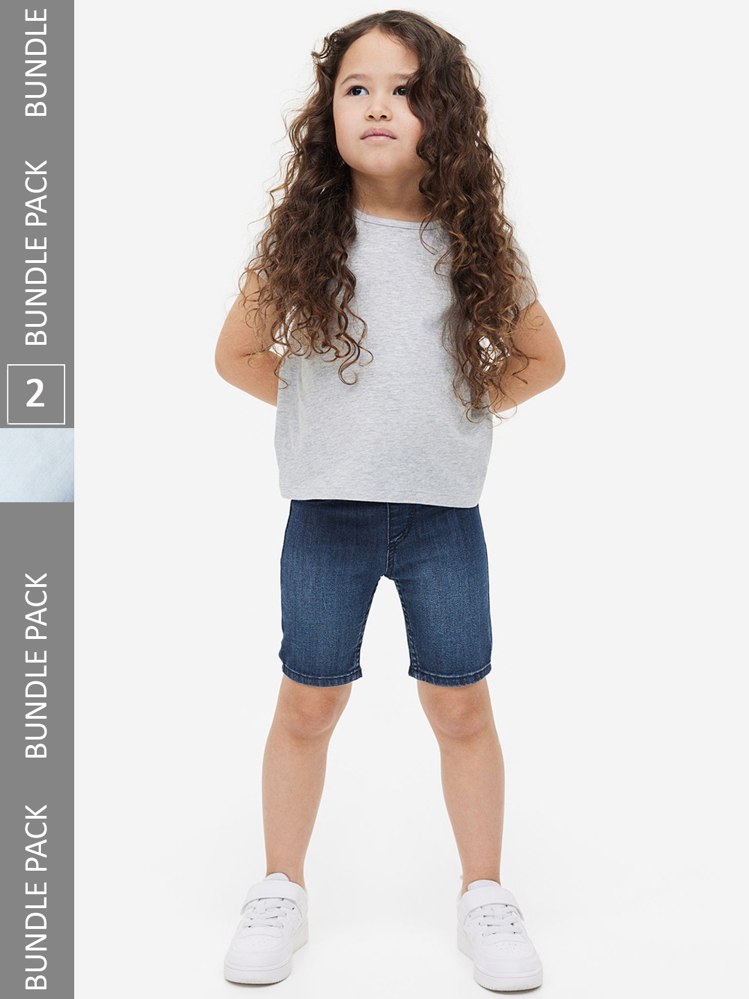 

H&M Girls 2-Pack Denim Shorts, Blue