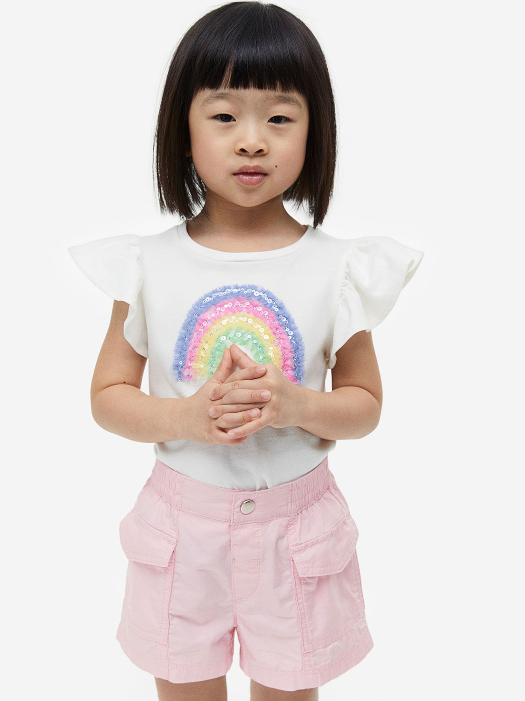 

H&M Girls Pure Cotton Cargo Shorts, Pink