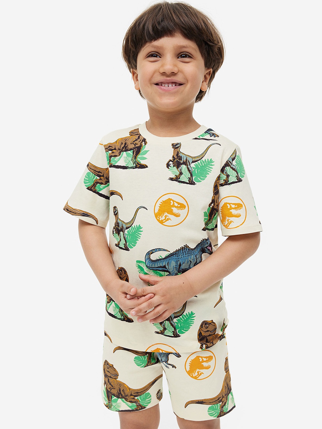 

H&M Boys 2-Pack Printed Pure Cotton Sweatshorts, Brown