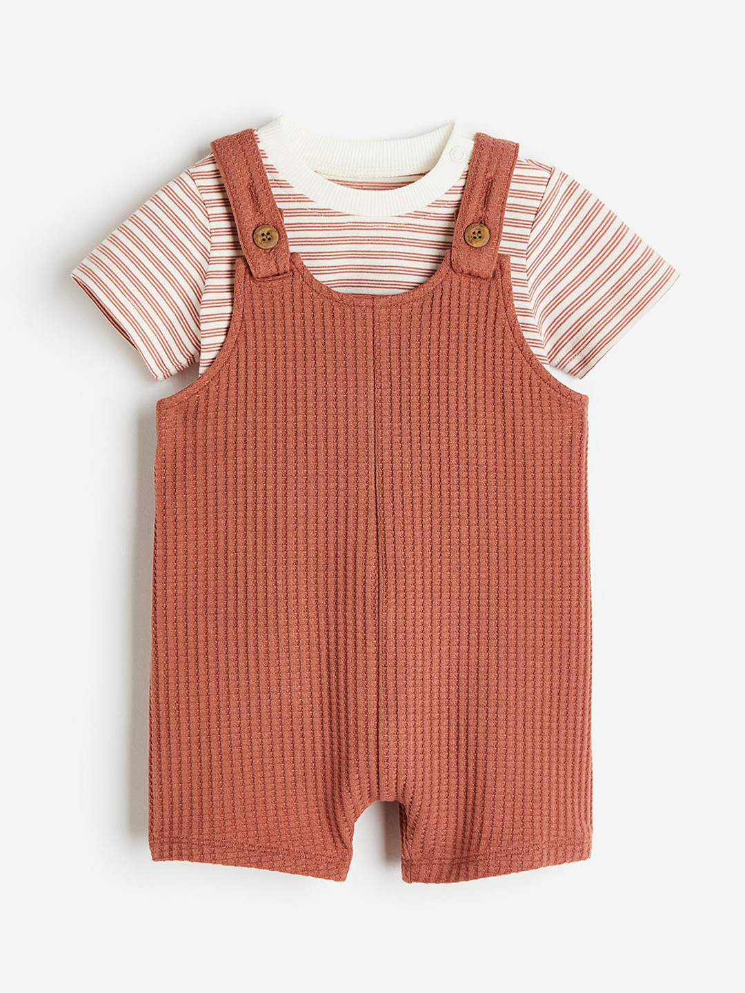 

H&M Boys 2-Piece T-shirt & Dungaree Set, Brown