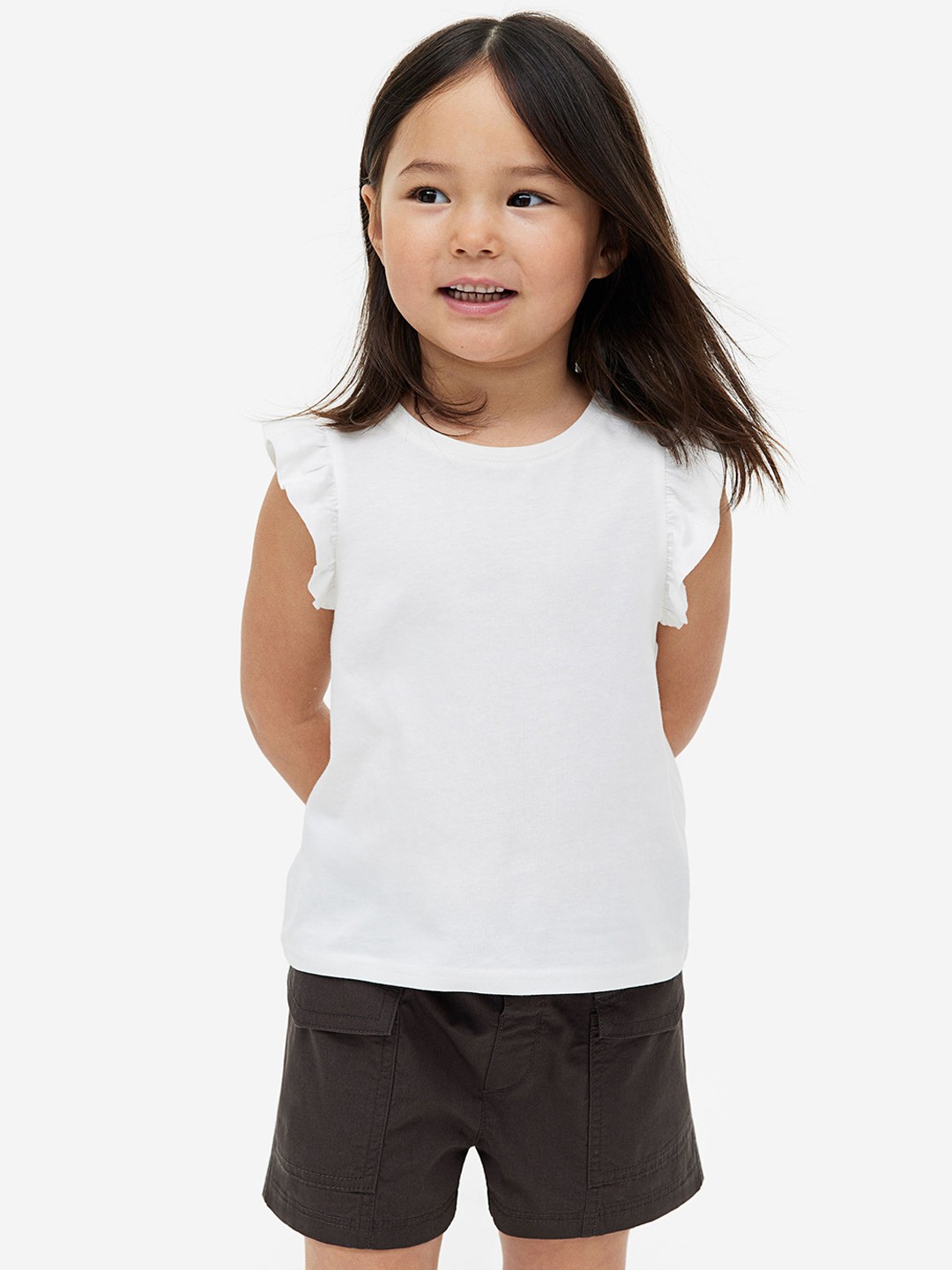 

H&M Girls Cotton Cargo Shorts, Black