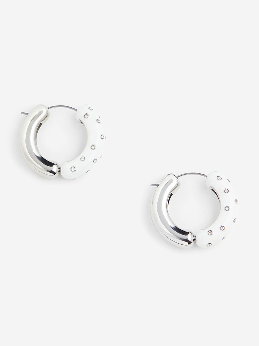 

H&M Rhinestone-Embellished Hoop Earrings, Silver
