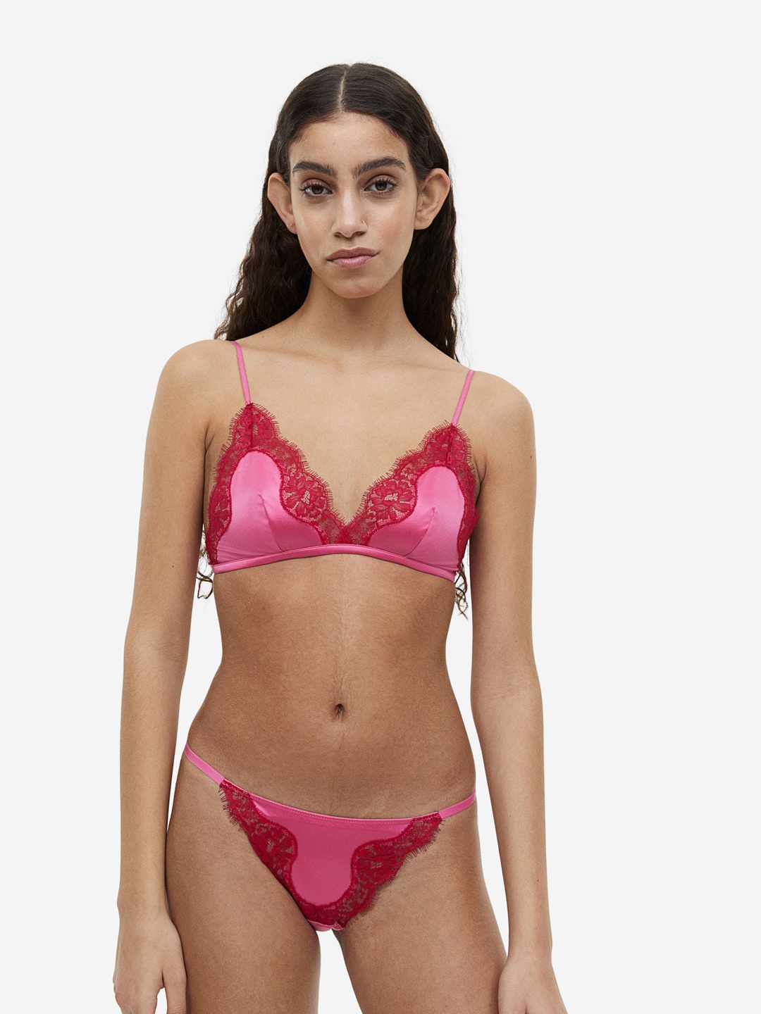 

H&M 2-Pack Satin Thong Briefs, Pink