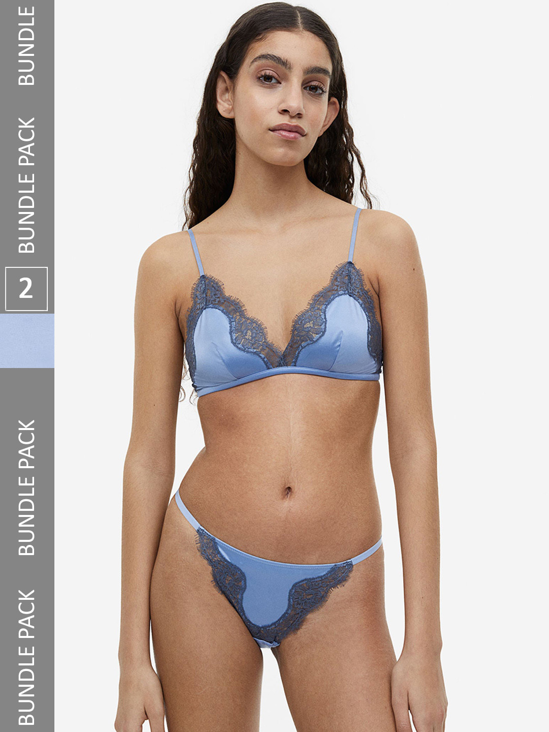 

H&M 2-Pack Satin Thong Briefs, Blue
