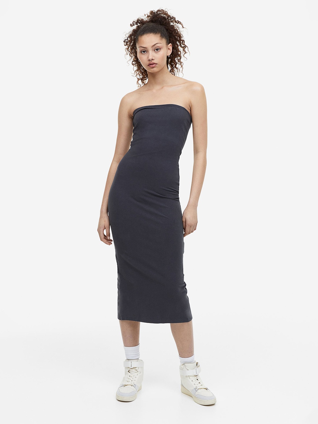 

H&M Jersey Bandeau Dress, Charcoal