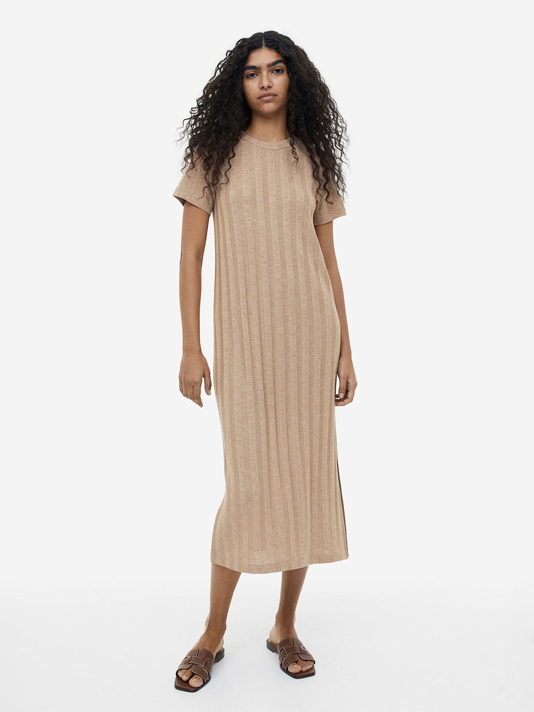 

H&M Ribbed Dress, Beige