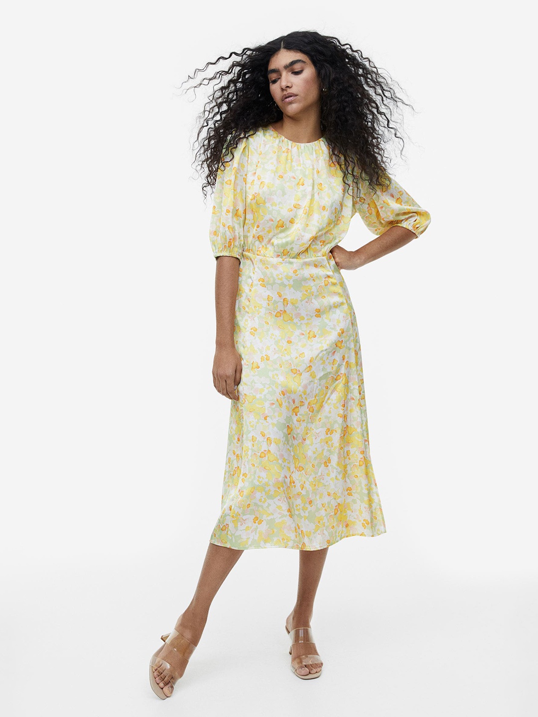 

H&M Gathered Dress, Yellow