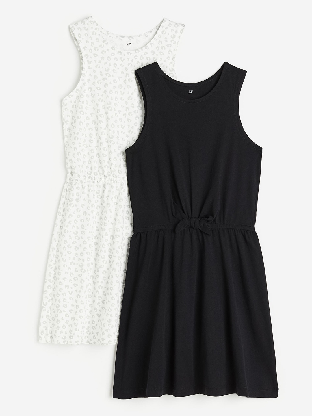 

H&M Girls 2-Pack Tie-Detail Dresses, Black