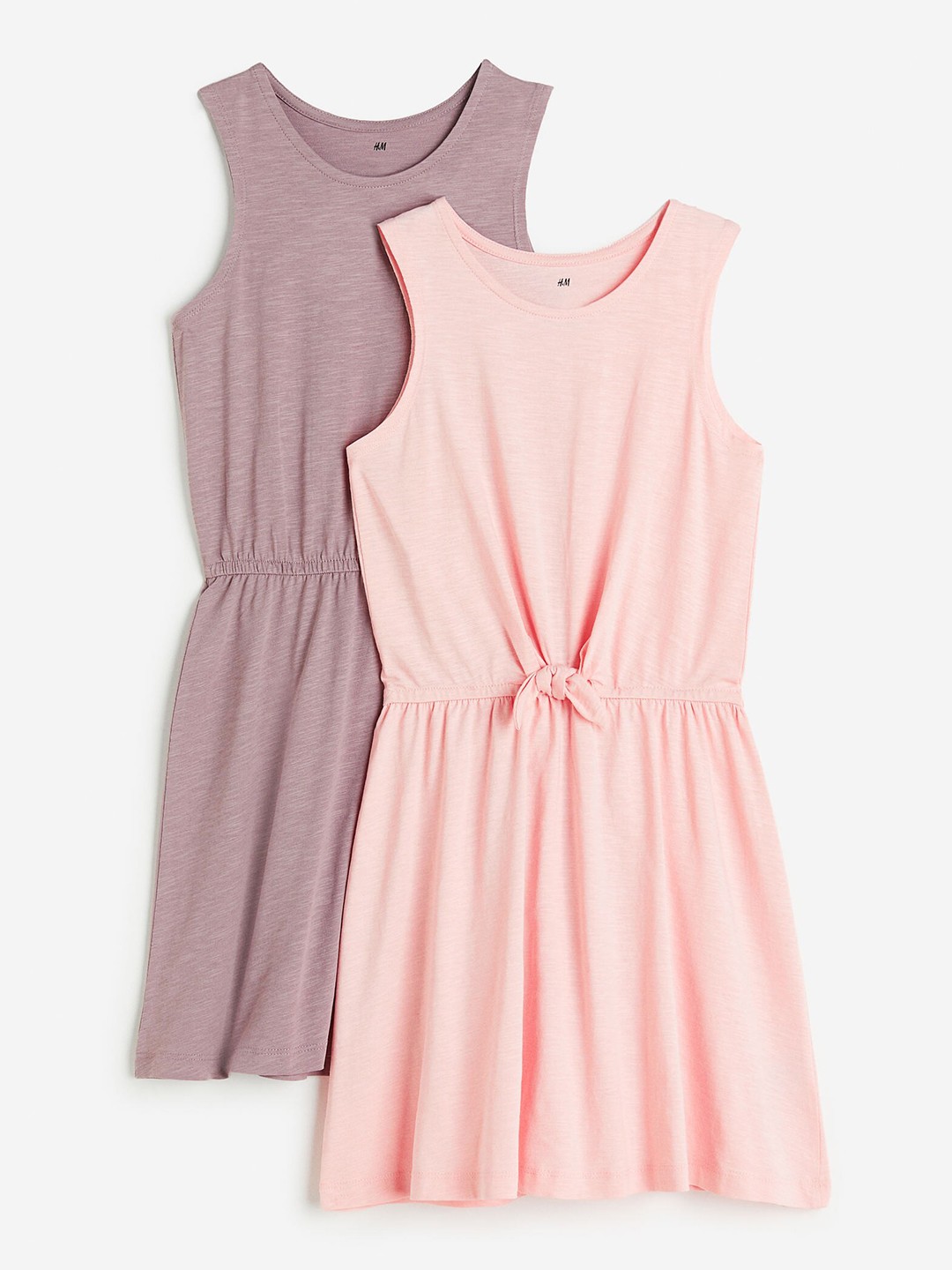 

H&M Girls 2-Pack Tie-Detail Dresses, Pink