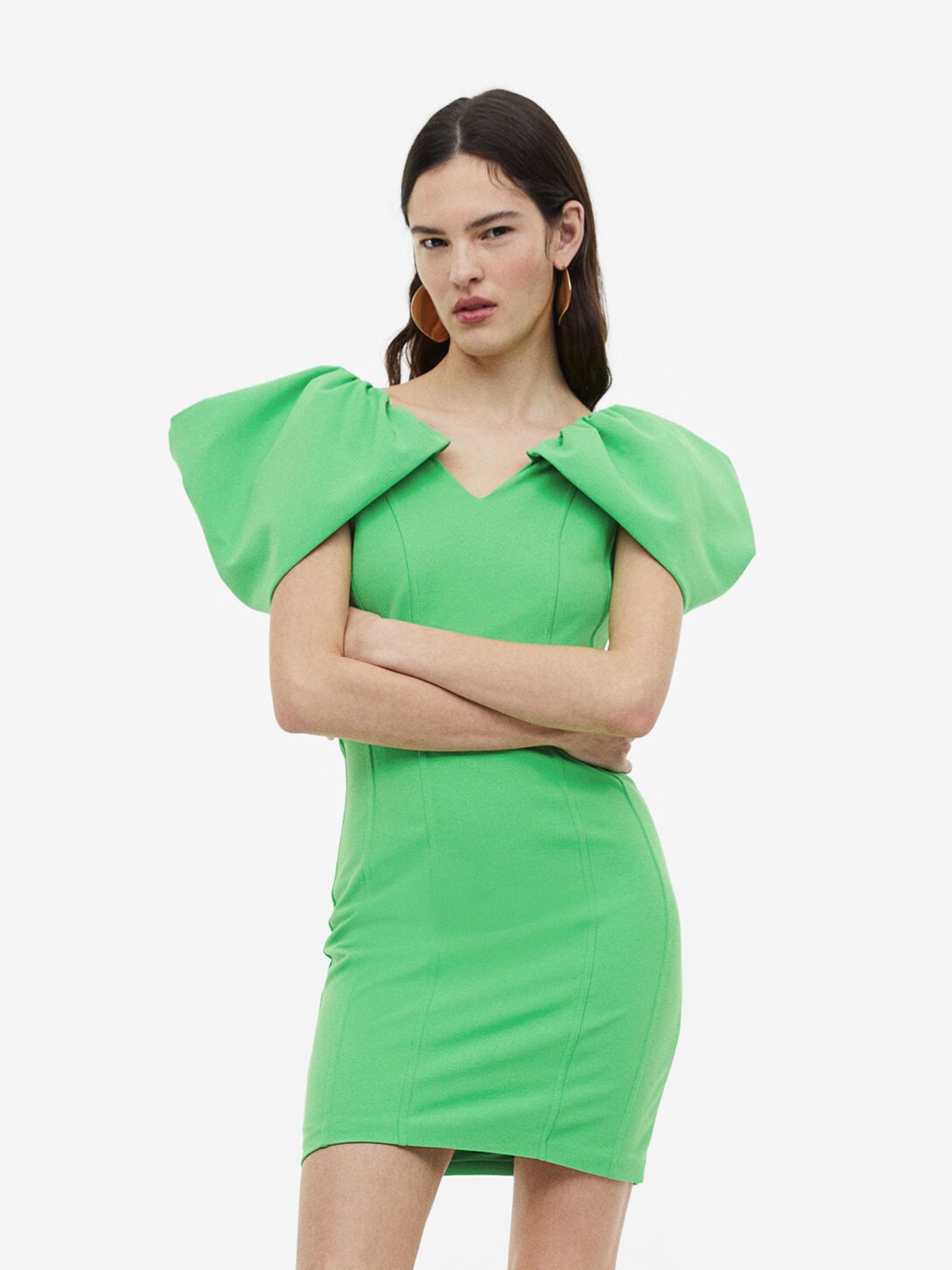 

H&M V-Neck Bodycon Dress, Green