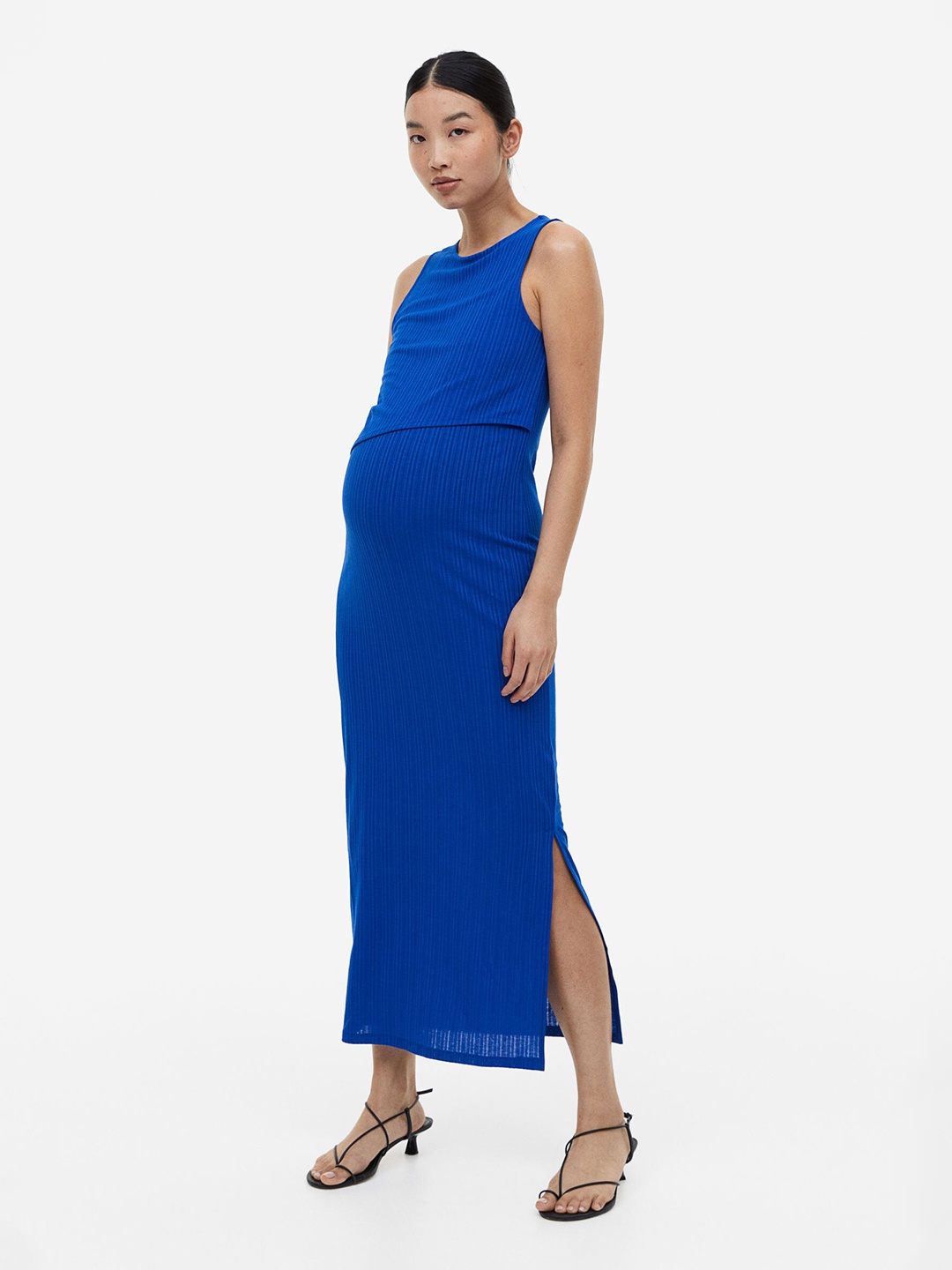 

H&M MAMA Before & After Ribbed Nursing Dress, Blue