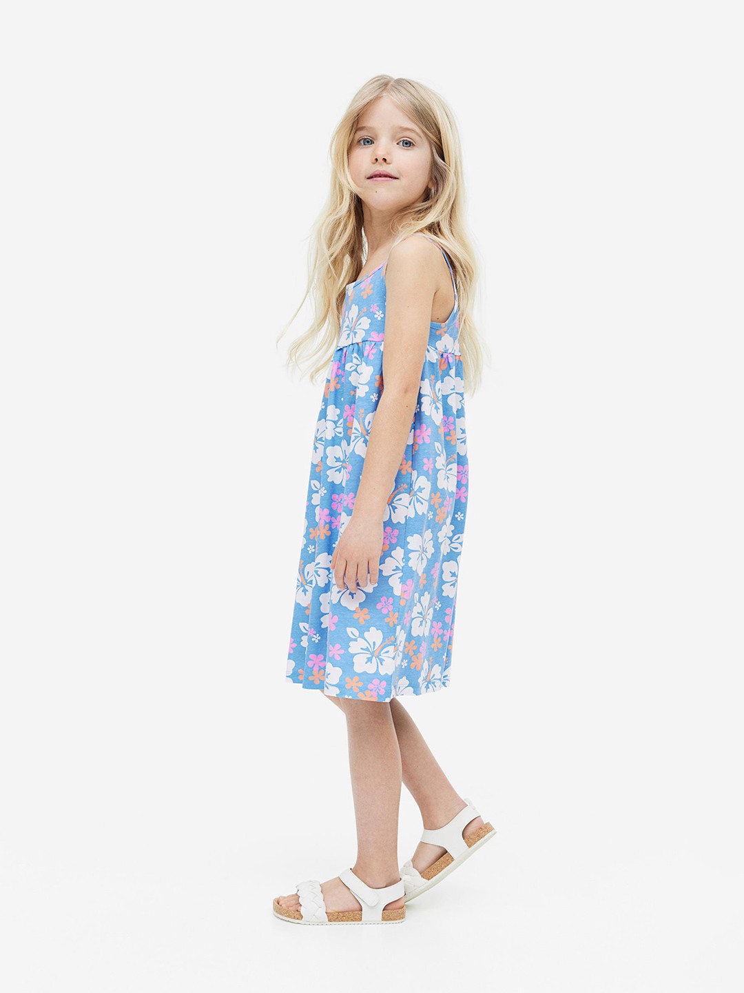 

H&M Girls Patterned Cotton Dress, Blue