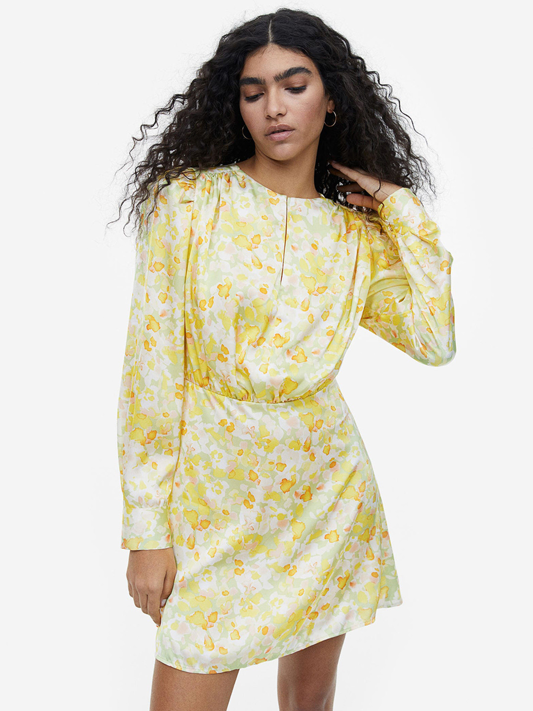 

H&M Gathered Satin Dress, Multi