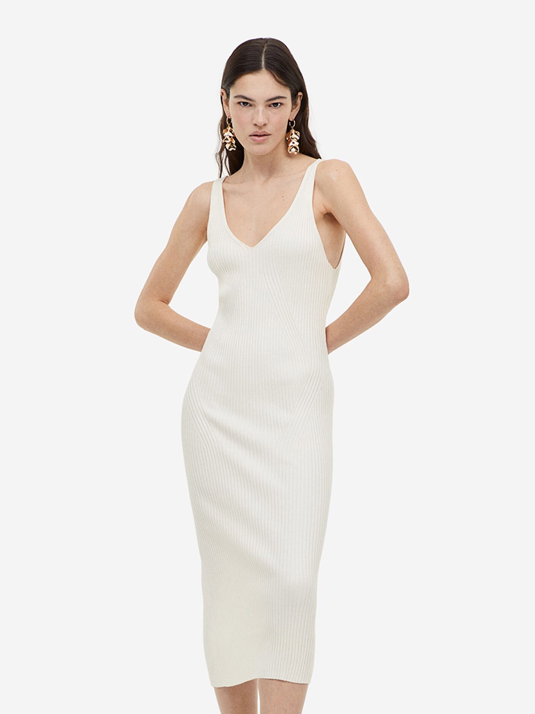 

H&M Rib-Knit Dress, White