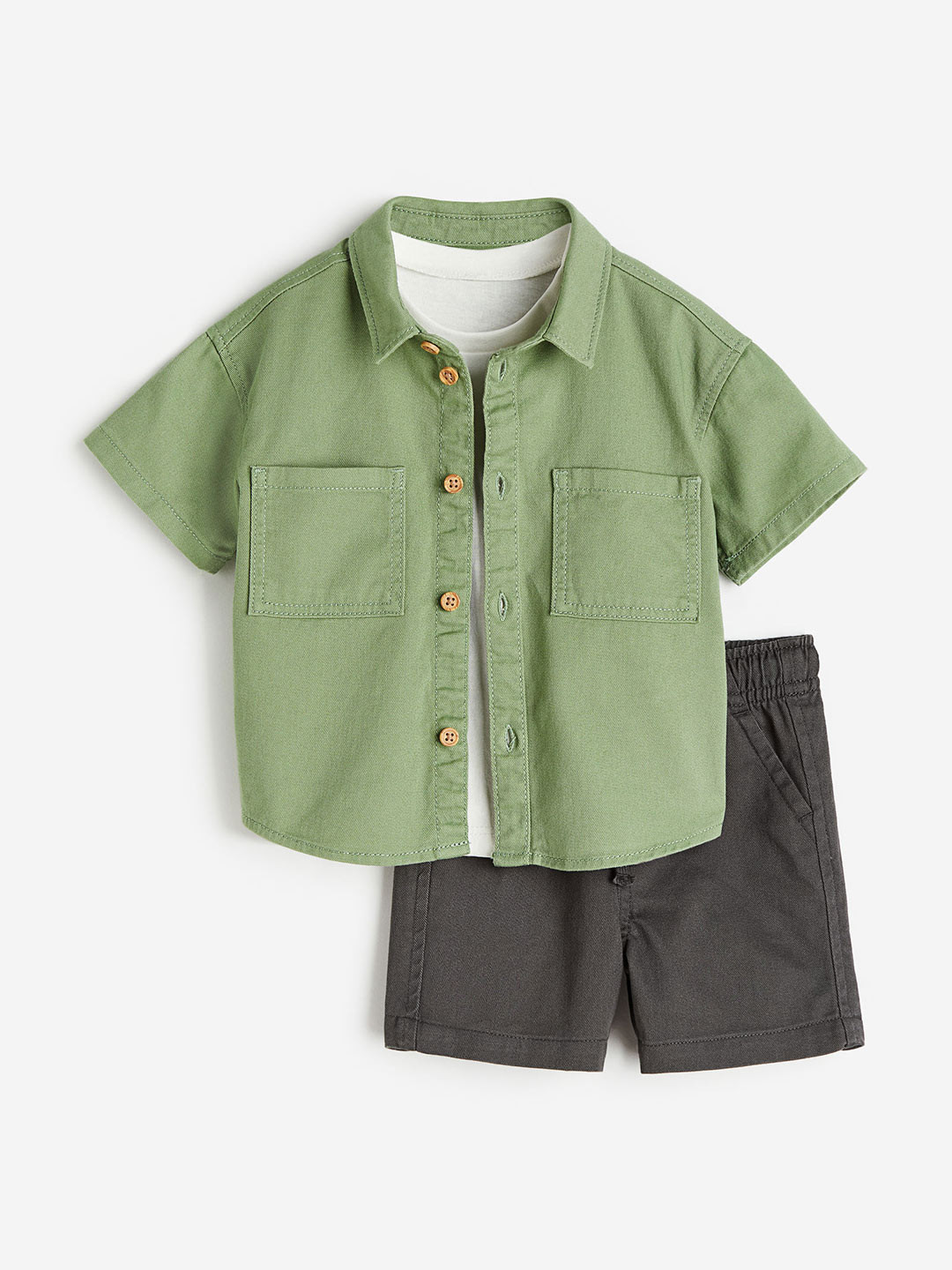 

H&M Boys 3-Piece Cotton Set, Green