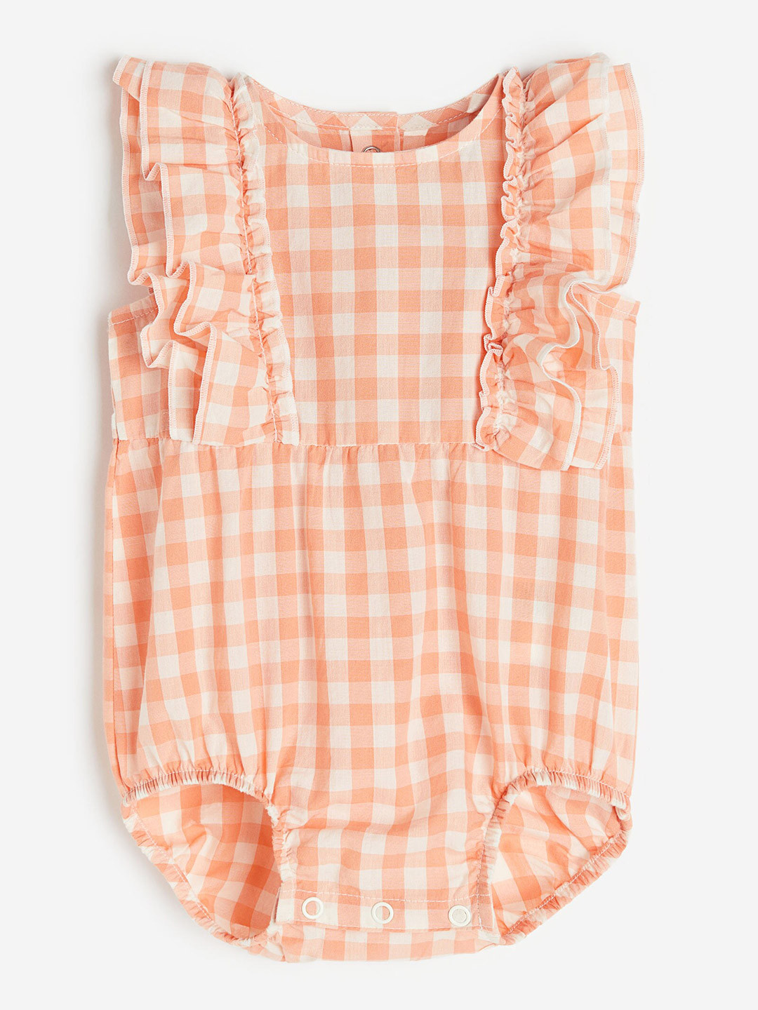 

H&M Girls Pure Cotton Flounce-Trimmed Romper Suit, Orange