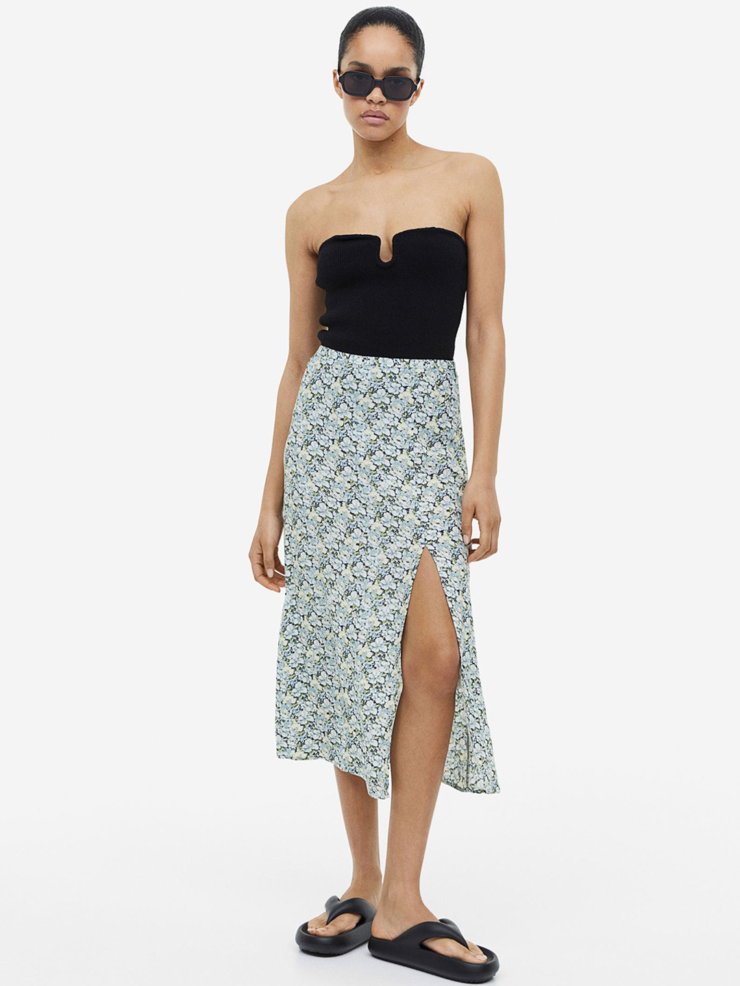 

H&M Crepe Skirt, Blue