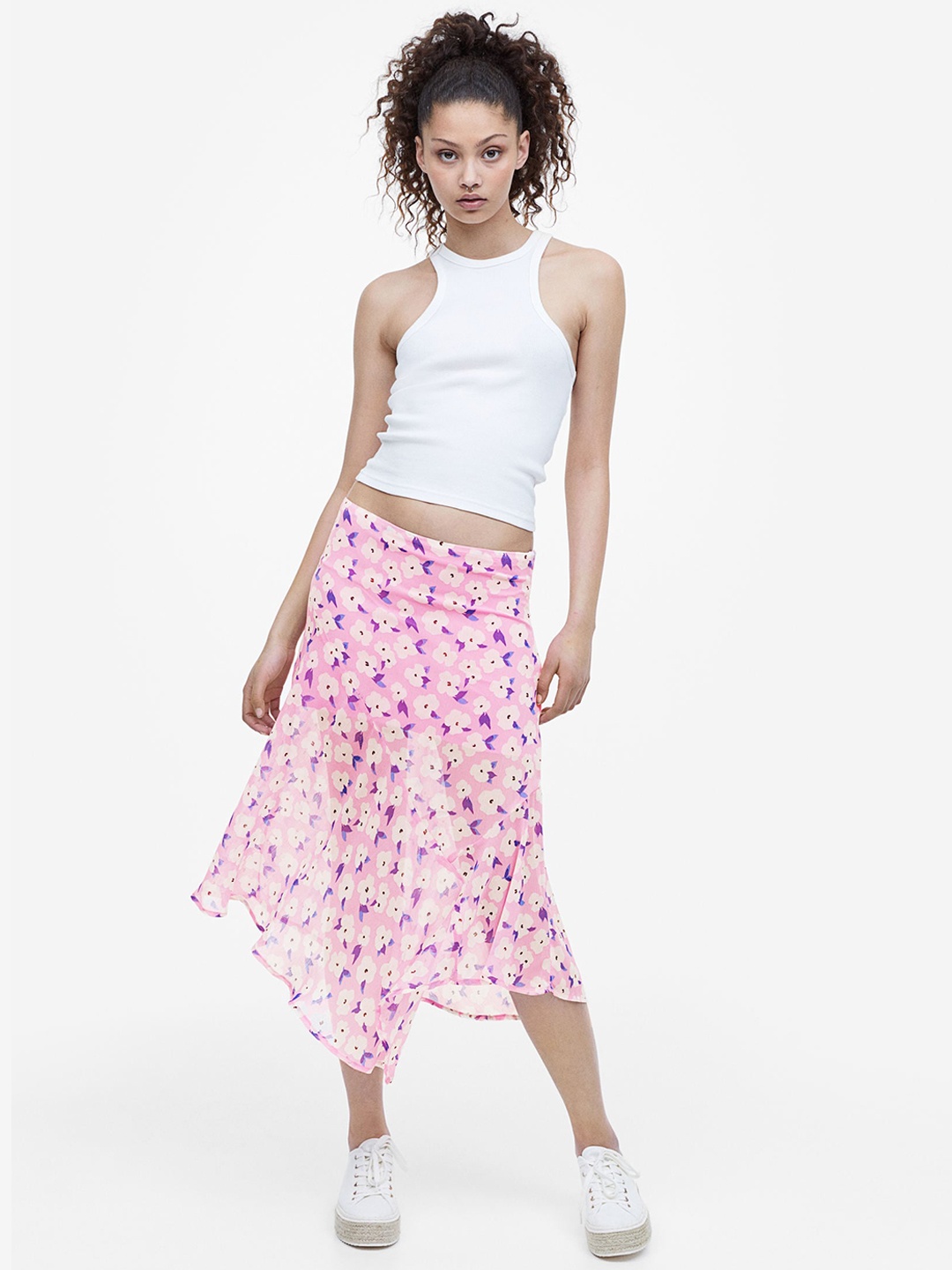 

H&M Asymmetric Crepe Skirt, Pink