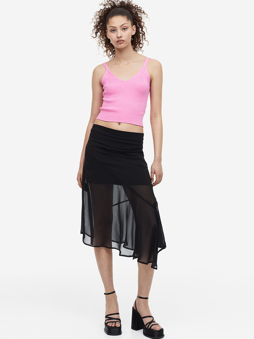 

H&M Asymmetric Crepe Skirt, Black