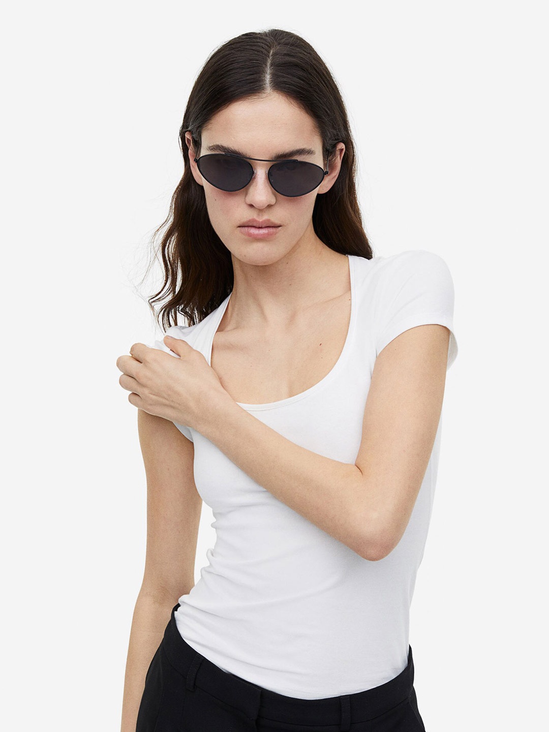 

H&M Women Scoop-Neck T-Shirt, White