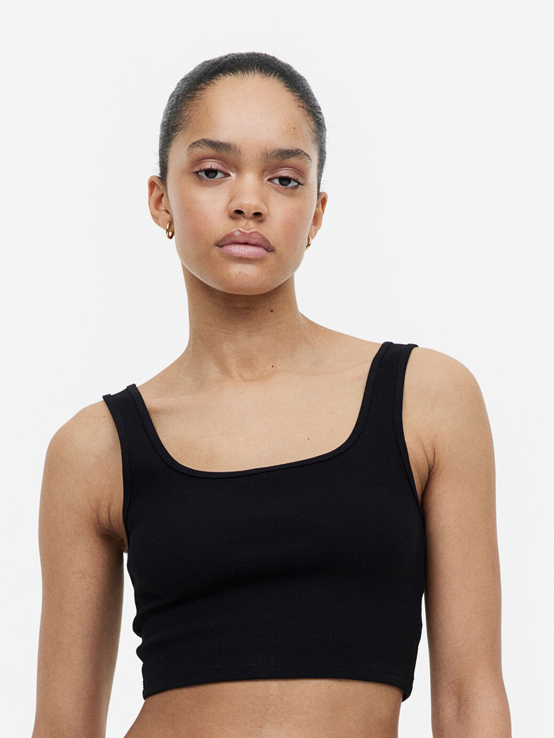 

H&M Women Cropped Vest Top, Black